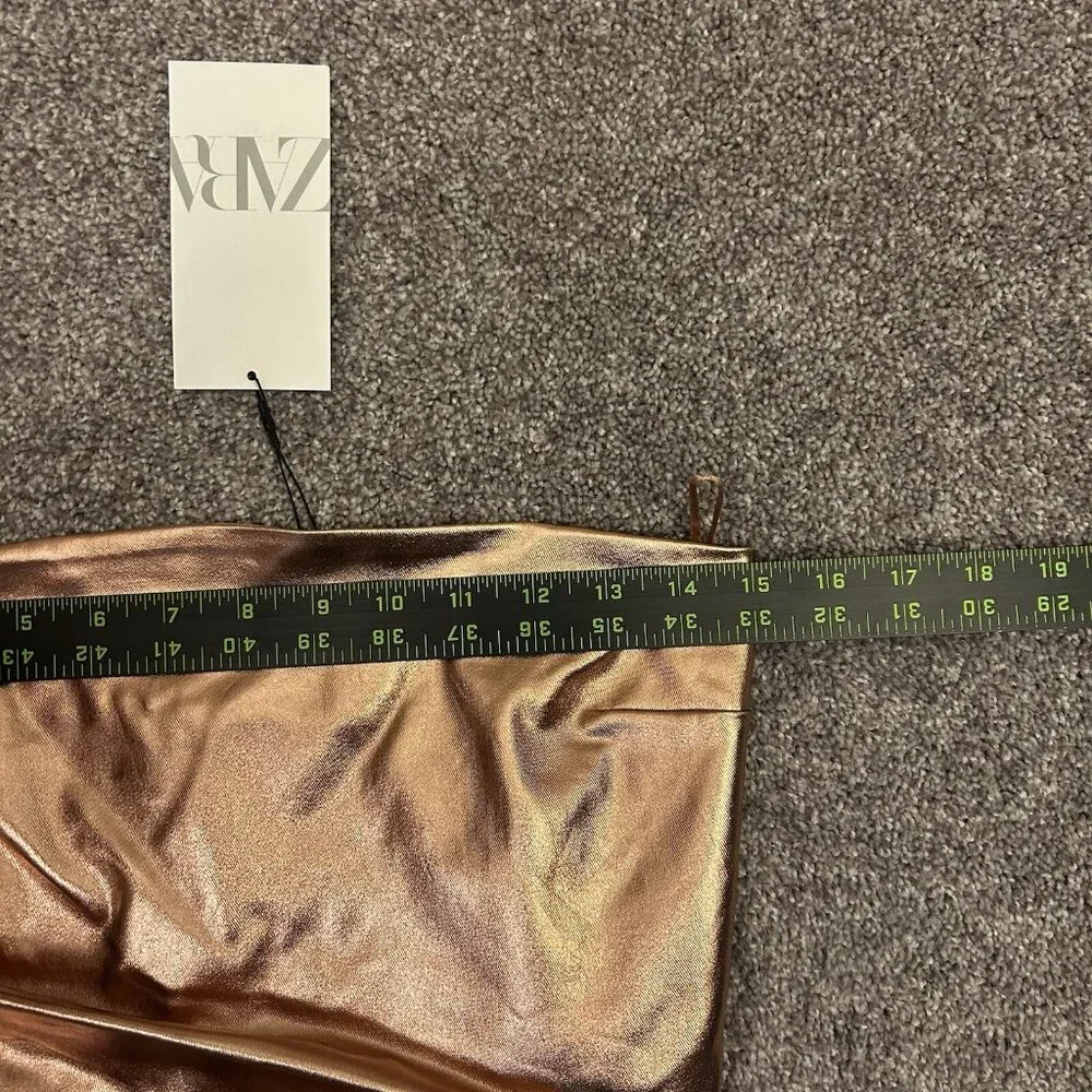 Zara Women's Bronze Metallic Off-Shoulder Strapless Top Size S - Small - NWT - Picture 8 of 16